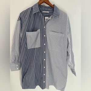 NWT Abercrombie & Fitch Oversized L Poplin Colorblock Button-Up Shirt